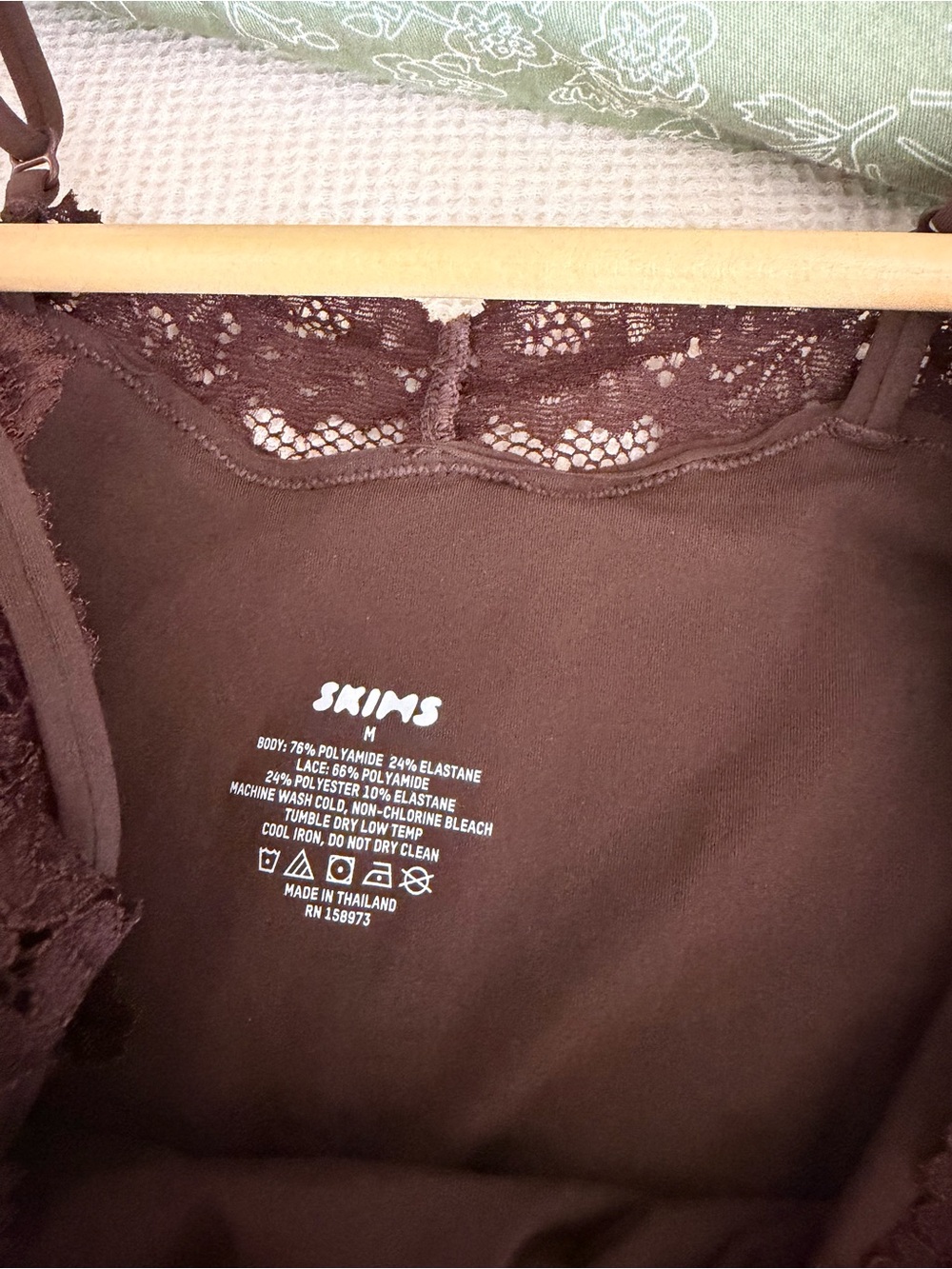 SKIMS Fits Everybody Brown Cocoa Lace-Trim Slip Maxi Dress - Picture 6 of 6